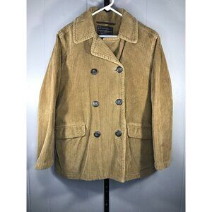 Vintage Abercrombie & Fitch Corduroy Jacket Fleece Lined Leather Button Coat MD